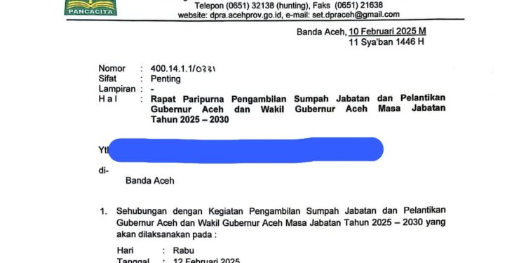 Gubernur dan Wakil Gubernur Aceh Dilantik 12 Februari